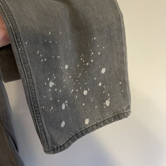Levis Womn 31 Gray Denim Splatter Hem Slouchy Mid Rise Low Pro Straight Jean NWT - Picture 5 of 14